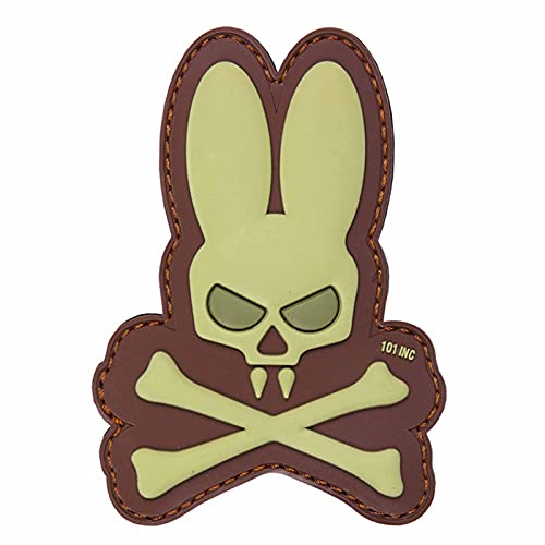 Emblem 3D Patch Skull Bunny with Bones Hase mit Knochen Abzeichen Aufnäher Coyote 9 x 6,5 cm von 101 Inc.