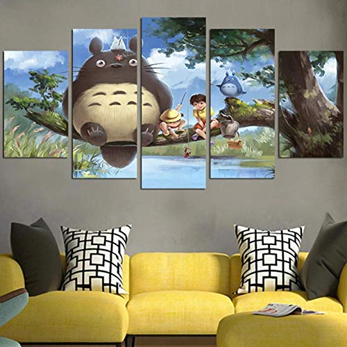 104Tdfc Bilder Dekorative malerei Spray malerei leinwand malerei 5 stück Totoro Angeln Leinwand Wandbild, Möbel Art Deco, Rahmen von 104Tdfc