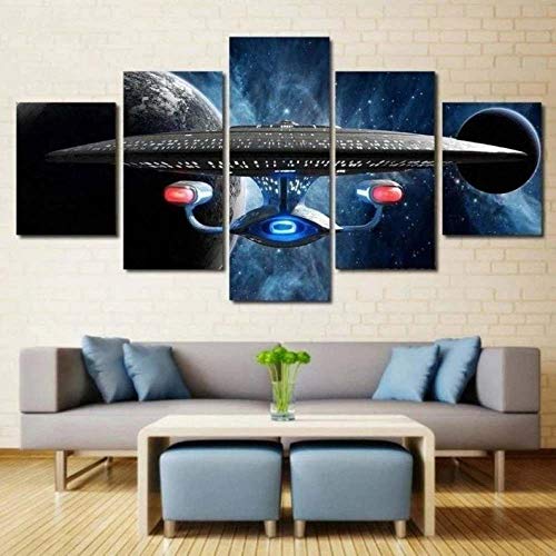 104Tdfc Bilder Dekorative malerei Spray malerei leinwand malerei 5 stück USS Enterprise Gerahmt Leinwand Wandbild, Möbel Art Deco, Rahmen Halloween Geschenk von 104Tdfc