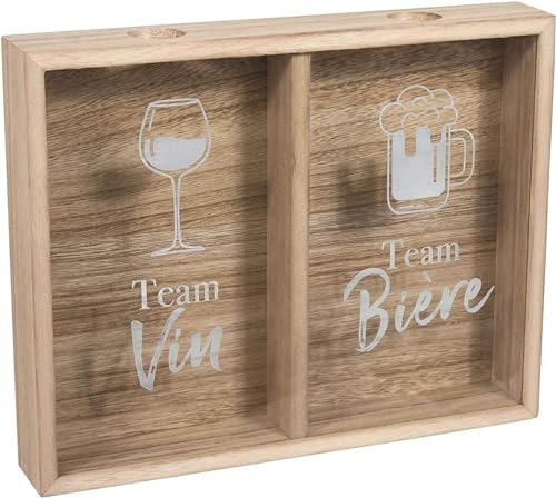 10ViN 39-1K-016 Bilderrahmen mit Korken für Bier und Wein, Holz und Glas, 24,5 x 5 x 30,5 cm, Beige/Weiß/Transparent von 10ViN