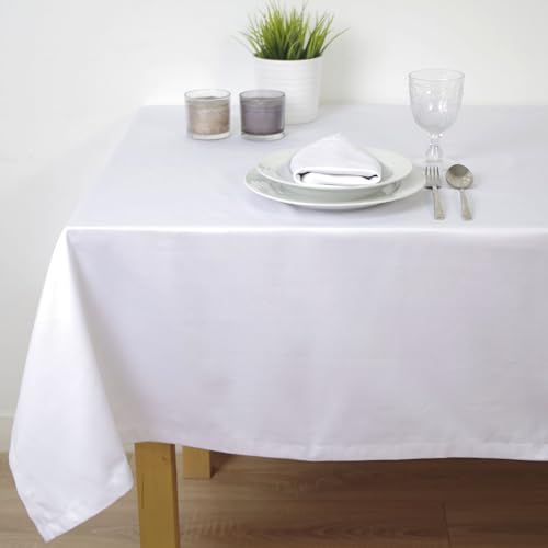 10XDIEZ Pack mit 6 weißen Satin-Tischdecken für die Gastronomie - Fleckenfreie und leicht zu reinigende Tischdecken (Weiß - 120x120 cm) von 10XDIEZ