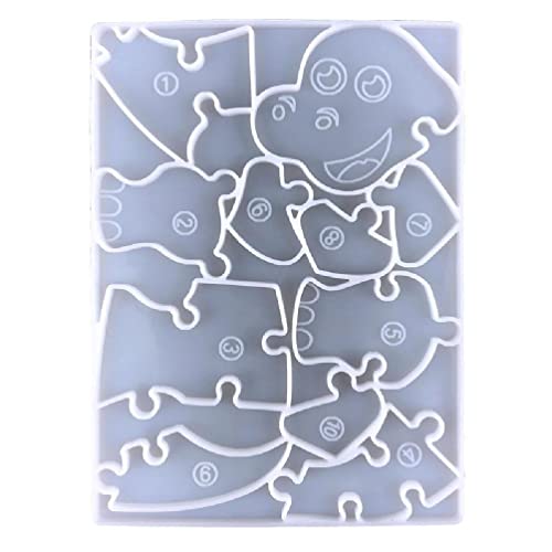 16MG 11-Hohlraum-Puzzleteil Silikon-Formkrokodil Dinosaurier Puzzle-Form Epoxidharz-Gießform für DIY Handwerk Frauen Mädchen Dinosaurier Puzzle-Form von 16MG