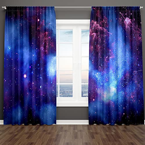 18meng Art Verdunkelungsvorhänge gardinen mit ösen Universum Galaxie Planet Lichtundurchlässige Vorhang Mit Ösen für Vorhänge Wohnzimmer Kinder Schlafzimmer Dekor (HxB/140x100cm) von 18meng Art