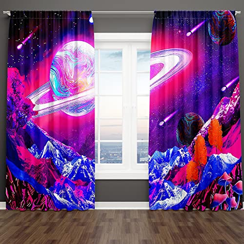 18meng Art Vorhang Blickdicht vorhänge mit ösen, Galaxis Universum Nebel Sterne Sternenhimmel Thermal Verdunkelungsvorhänge für Schlafzimmer für Wohnzimmer Kinderzimmer Jugendzimmer (HxB/140x100cm) von 18meng Art