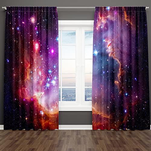 Vorhang blickdicht vorhänge mit ösen,Lila blaues Universum Galaxie Sterne Weltraum Thema Leichte & weiche Verdunklungsvorhänge für Wohnzimmer Kinder Schlafzimmer Vorhänge Dekor (HxB/230x240cm) von 18meng Art