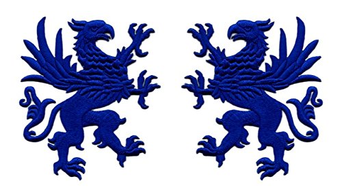 1 Paar Applikationen Wappen Adler 16 x 9,5cm Farbe: Royalblau Vor158-9 von 1A-Kurzwaren