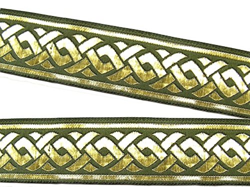 10m Keltische Borte Webband 35mm breit Farbe: Moosgrün von 1A-Kurzwaren 35069-moos von 1A-Kurzwaren