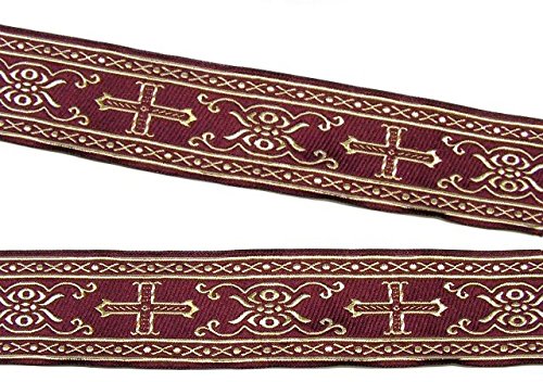 10m Kreuz-Borte Webband 50mm breit Farbe: Gold-Bordeaux SM05-bogo-50 von 1A-Kurzwaren