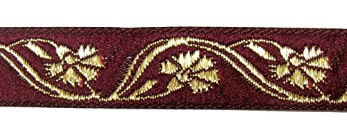 10m Mittelalter Borte Webband 16mm breit Farbe: Bordeaux-Gold 16070-bogo von 1A-Kurzwaren