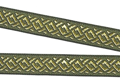 1A-Kurzwaren 10m Borte Webband Keltischer Knoten 16mm breit Farbe: Moosgrün-Gold 16069-moos von 1A-Kurzwaren