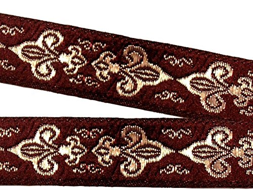 1A-Kurzwaren 10m Französische Lilie Borte Fleur de Lis Webband 16mm Farbe: Bordeaux-Silber 16063-bosi von 1A-Kurzwaren