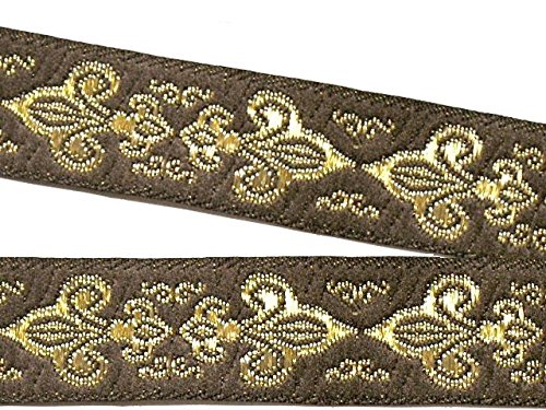 1A-Kurzwaren 10m Französische Lilie Borte Fleur de Lis Webband 16mm Farbe: Mittelbraun-Gold 16063-haki von 1A-Kurzwaren