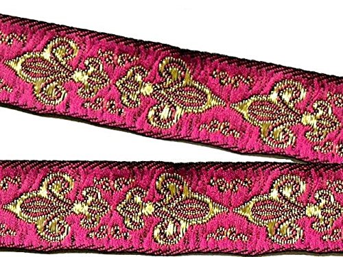 1A-Kurzwaren 10m Französische Lilie Borte Fleur de Lis Webband 16mm Farbe: Pink-Gold 16063-pkgo von 1A-Kurzwaren