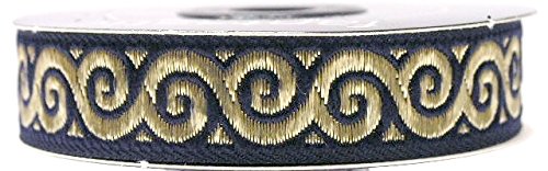 1A-Kurzwaren 10m Jacquard Borte Webband 16mm breit Farbe: Dunkelblau-Gold 16061-dblgo von 1A-Kurzwaren