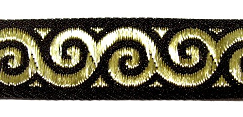 1A-Kurzwaren 10m Jacquard Borte Webband 16mm breit Farbe: Schwarz-Gold 16061-swgo von 1A-Kurzwaren