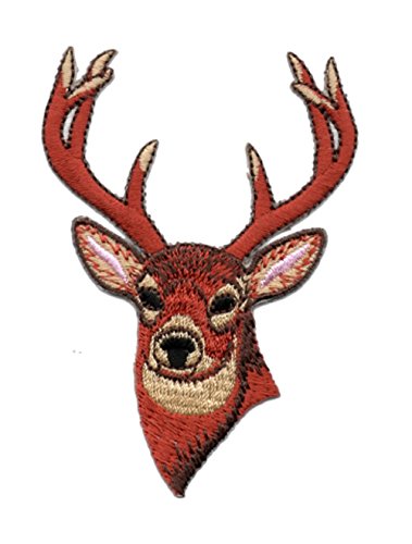 2 Aufnäher Bügelbild Aufbügler Iron on Patches Applikation Hirsch 5,6 x 8,4cm vor171-3 von 1A-Kurzwaren