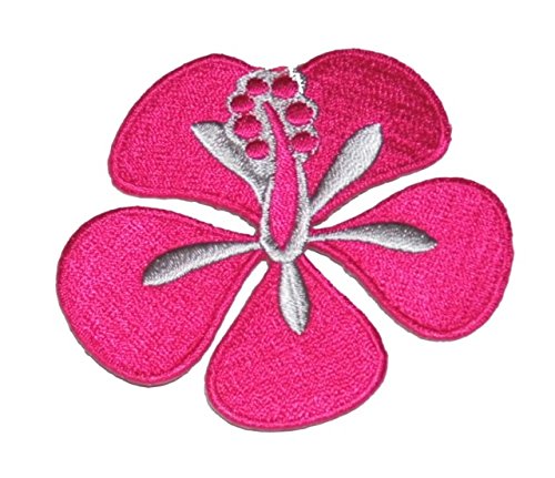 Applikation Patch Sticker Herbst Hibiskusblüte 7 x 5,5cm Farbe: Pink von 1A-Kurzwaren