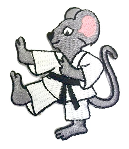 Applikation Patch Sticker Karate-Maus 7 x 6cm AF307-51 von 1A-Kurzwaren