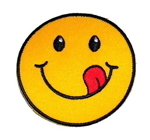 Applikation Patch Sticker Smiley Durchmesser 6,5 cm von 1A-Kurzwaren