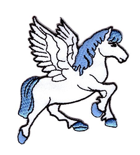 Applikationen Patch Pferd Pegasus 7,5 x 7,5cm Farbe: Weiss-Blau VOR253-2 von 1A-Kurzwaren