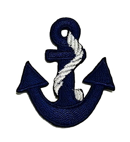 Aufnäher Bügelbild Aufbügler Iron on Patches Applikation Anker Nautik 3,5 x 4cm Farbe: Dunkelblau-Weiss VOR233-4 von 1A-Kurzwaren