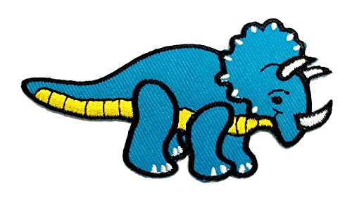 Aufnäher Bügelbild Aufbügler Iron on Patches Applikation Dinosaurier 8 x 4,5cm Farbe: Blau von 1A-Kurzwaren