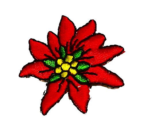 Aufnäher Bügelbild Aufbügler Iron on Patches Applikation Edelweiss Durchmesser 3,5cm Farbe: Rot vor55-10 von 1A-Kurzwaren