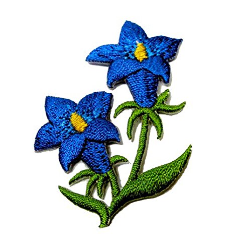 Aufnäher Bügelbild Aufbügler Iron on Patches Applikation Enzian 5,4 x 4cm Farbe: Blau vor180-7 von 1A-Kurzwaren