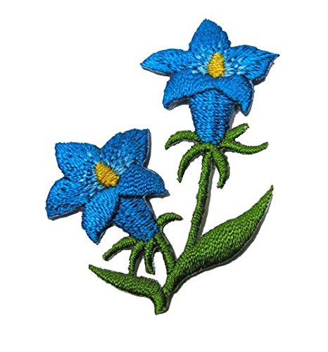 Aufnäher Bügelbild Aufbügler Iron on Patches Applikation Enzian 5,4 x 4cm Farbe: Hellblau vor180-8 von 1A-Kurzwaren