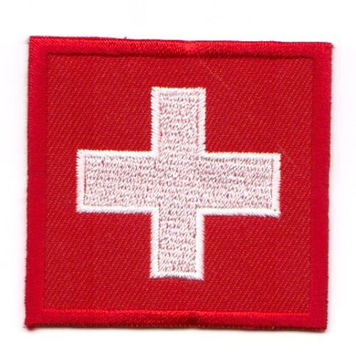 Aufnäher Bügelbild Aufbügler Iron on Patches Applikation Flagge Schweiz 2,3 x 2,3cm Vor20-17-S von 1A-Kurzwaren