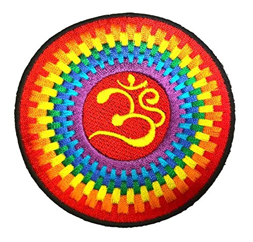 Aufnäher Bügelbild Aufbügler Iron on Patches Applikation Om Aum Mandala Durchmesser 8cm von 1A-Kurzwaren