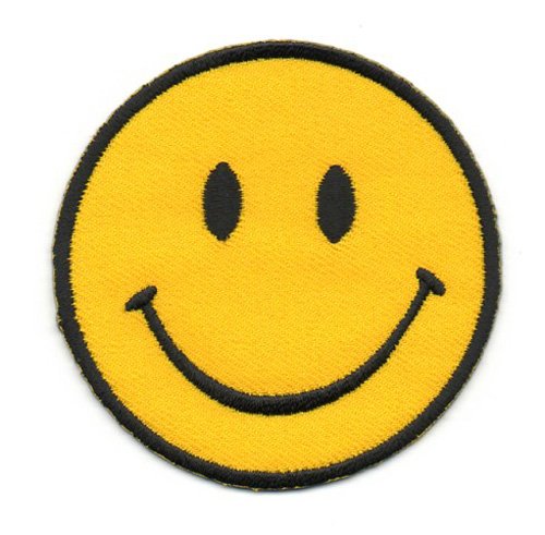 Aufnäher Bügelbild Aufbügler Iron on Patches Applikation Smiley Durchmesser 6,5cm Vor100-2 von 1A-Kurzwaren