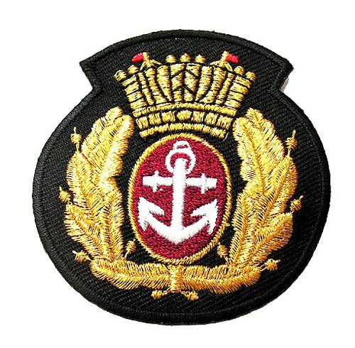 Aufnäher Bügelbild Aufbügler Iron on Patches Applikation Wappen 6 x 6,5cm Farbe: Lurex-Gold Vor100-18 von 1A-Kurzwaren