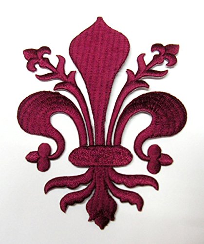 Aufnäher Bügelbild Aufbügler Iron on Patches Applikation Wappen Königslilie Fleur de Lis 8,2 x 11cm Farbe: Bordeaux Vor160-4 von 1A-Kurzwaren