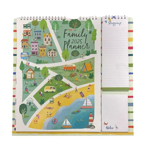 1ABOVE 2025 Familienplaner Kalender Wandplaner mit Einkaufsliste, Notizblock und gratis Stift - TOWN von 1ABOVE