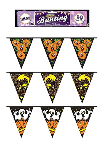 1Above Dreieckige Halloween-Wimpelkette, 3,6 m, in 3 verschiedenen Designs, gruselige Halloween-Dekorationen, Feier-Wimpelkette, Party-Dekorationen mit 10 Wimpeln, gruselige Halloween-Girlande, von 1ABOVE