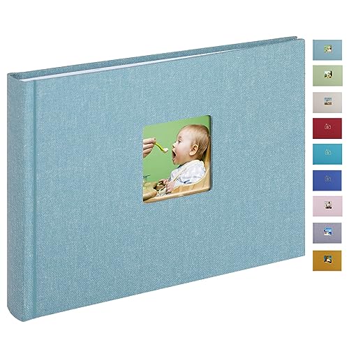 1DOT2 Leinen Fotoalbum, Fotobuch zum Selbstgestalten und Einkleben (24x17 cm, 40 Seiten, Cyan-blau) von 1DOT2