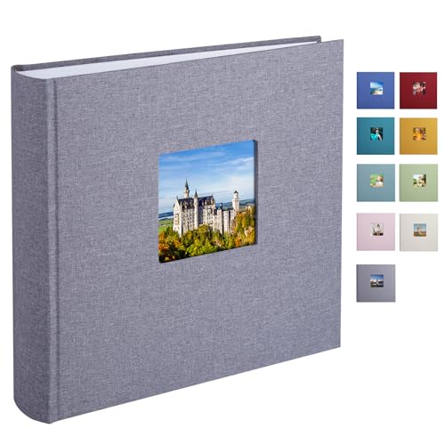 1DOT2 Leinen Fotoalbum Groß, Fotobuch zum Selbstgestalten und Einkleben im Format 30x30.5 cm hat 120 säurefreien weisse Seiten (200g/m²), Perfekt für Baby, Hochzeits, Kinder （Grau-Upgrade) von 1DOT2