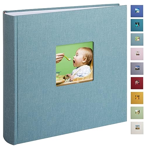 1DOT2 Leinen Fotoalbum Gro1DOT2 Leinen Fotoalbum zum Selbstgestalten im Format 30x30.5 cm hat 120 säurefreien weisse Seiten (200g/m²) ，Fotoalbum zum einkleben Groß, Fotobuch （Cyan-blau) von 1DOT2