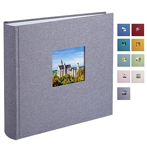 1DOT2 Leinen Fotoalbum Groß, Fotobuch zum Selbstgestalten und Einkleben im Format 30x30.5 cm hat 120 säurefreien weisse Seiten (200g/m²), Perfekt für Baby,Hochzeits,kinder, Grau von 1DOT2