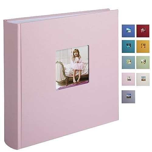 Rosa 1DOT2 Leinen Fotoalbum Groß, Fotobuch zum Selbstgestalten und Einkleben im Format 30x30.5 cm hat 120 säurefreien weisse Seiten (200g/m²), Perfekt für Baby, Hochzeits, Kinder von 1DOT2