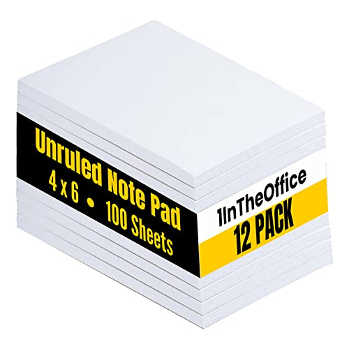 1InTheOffice Notizblöcke 10 x 15 cm, Rubbelblock, unliniert, Notizblock, 100 Blatt (12 Stück) von 1InTheOffice