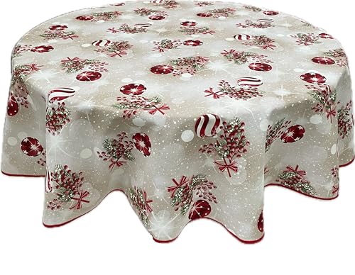 1KDreams Runde Weihnachtstischdecke – Edles und modernes Design – Shabby Chic in modernem Schlüssel – Made in Italy (Durchmesser 180 cm) von 1KDreams