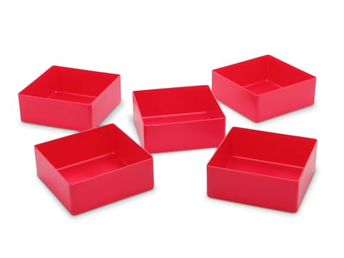 Kunststoff-Einsatzkasten, Sortierbox E 40/2, Lagerbehälter, rot 99x99x40 mm (LxBxH), 1 Packung = 25 Stück von 1a-TopStore