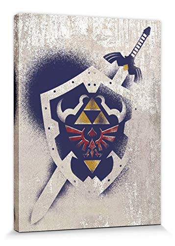 1art1 The Legend Of Zelda Poster Hylian Shield Stencil Bilder Leinwand-Bild Auf Keilrahmen | XXL-Wandbild Poster Kunstdruck Als Leinwandbild 40x30 cm von 1art1