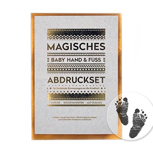 Magisches BABY ABDRUCKSET - keine Tinte, kein Gips! /// 4x Papier ca. 21x14 cm /// MEDIUM /// ausreichend für mind. 4 Hand- oder Fußabdrücke, Anwendung ab Geburt möglich von 1stStep