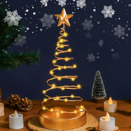 Lichterkette Weihnachtsbaum, Weihnachtsbaum mit Beleuchtung, Batteriebetrieben Weihnachtsbaum Lichter Spiral Baum Licht Tischlampe Weihnachtsbaum Lichterkette für Weihnachtsdekoration (Gelb) von 23GUANYI