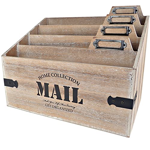 Post-Organizer XXL Desktop Mailhalter – Schreibtisch-Organizer aus Holz, Aktenhalter und Postsortierer – 17,8 x 27,8 cm Briefsortierer – Rustikaler Schreibtisch-Organizer und Zubehör, Aktenordner und von 25DOL