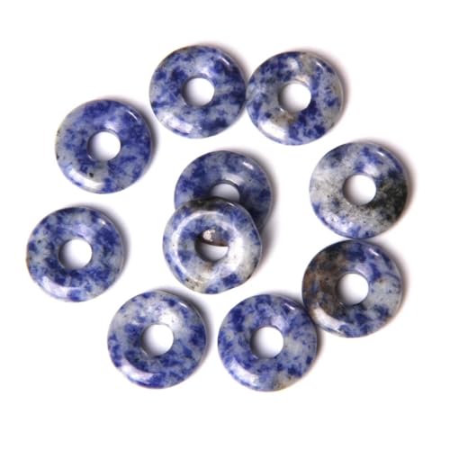 10 Stück 18 mm natürliche blaue Sodalith-Steinperlen, Rondelle-Stein mit großem Loch, lose Halbedelsteinperlen für Schmuckherstellung, Glück, Münzen, Reichtum Anhänger von 2TTFishoo