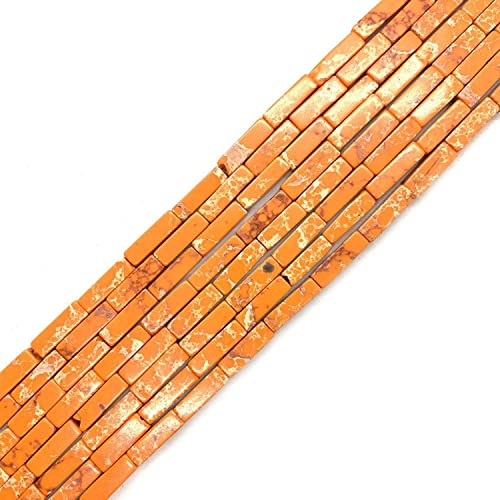 4 x 13 mm Naturstein Orange Imperialer Jaspis Rechteckige Säule Rohr Zylinder Abstandshalter Lose Perlen Edelstein für DIY Armbänder Halskette Schmuckherstellung Strang 38 cm (28–30 Stück) von 2TTFishoo